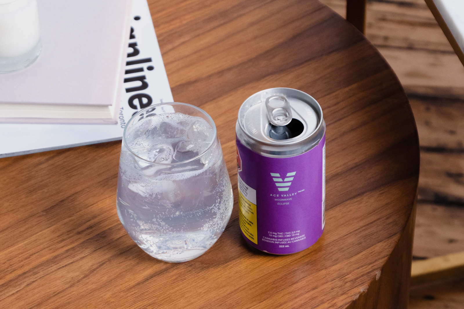an Ace Valley cannabis beverage poured over ice
