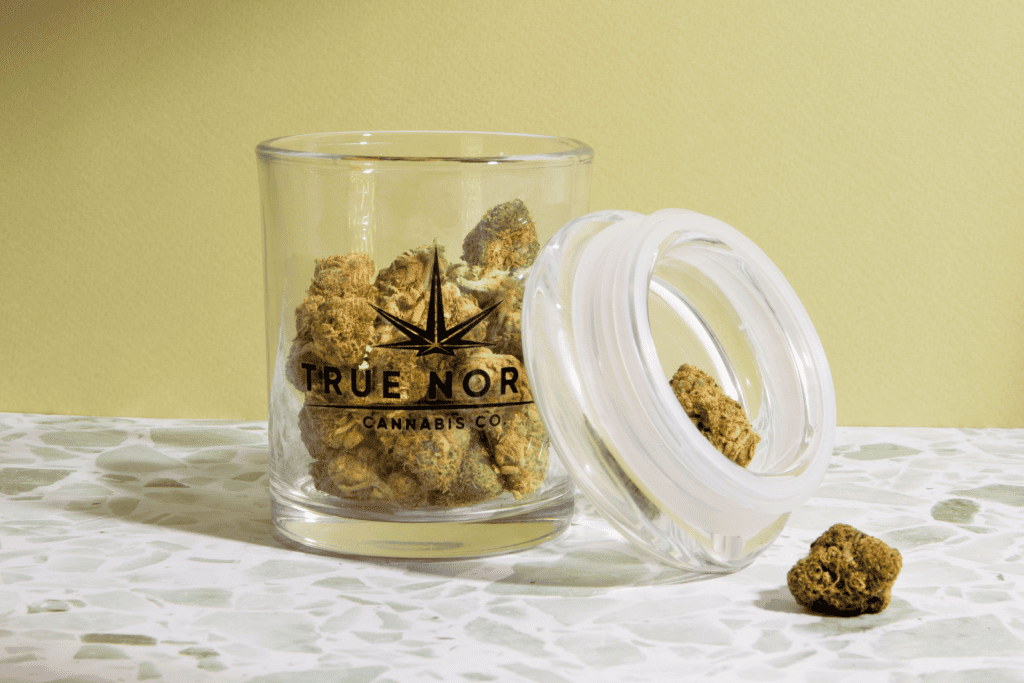 Cannabis stored in a container 
