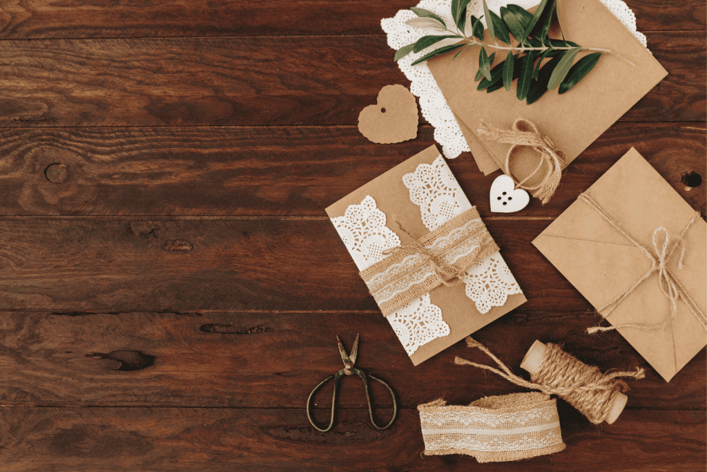 Wedding invitations made out of recycled paper