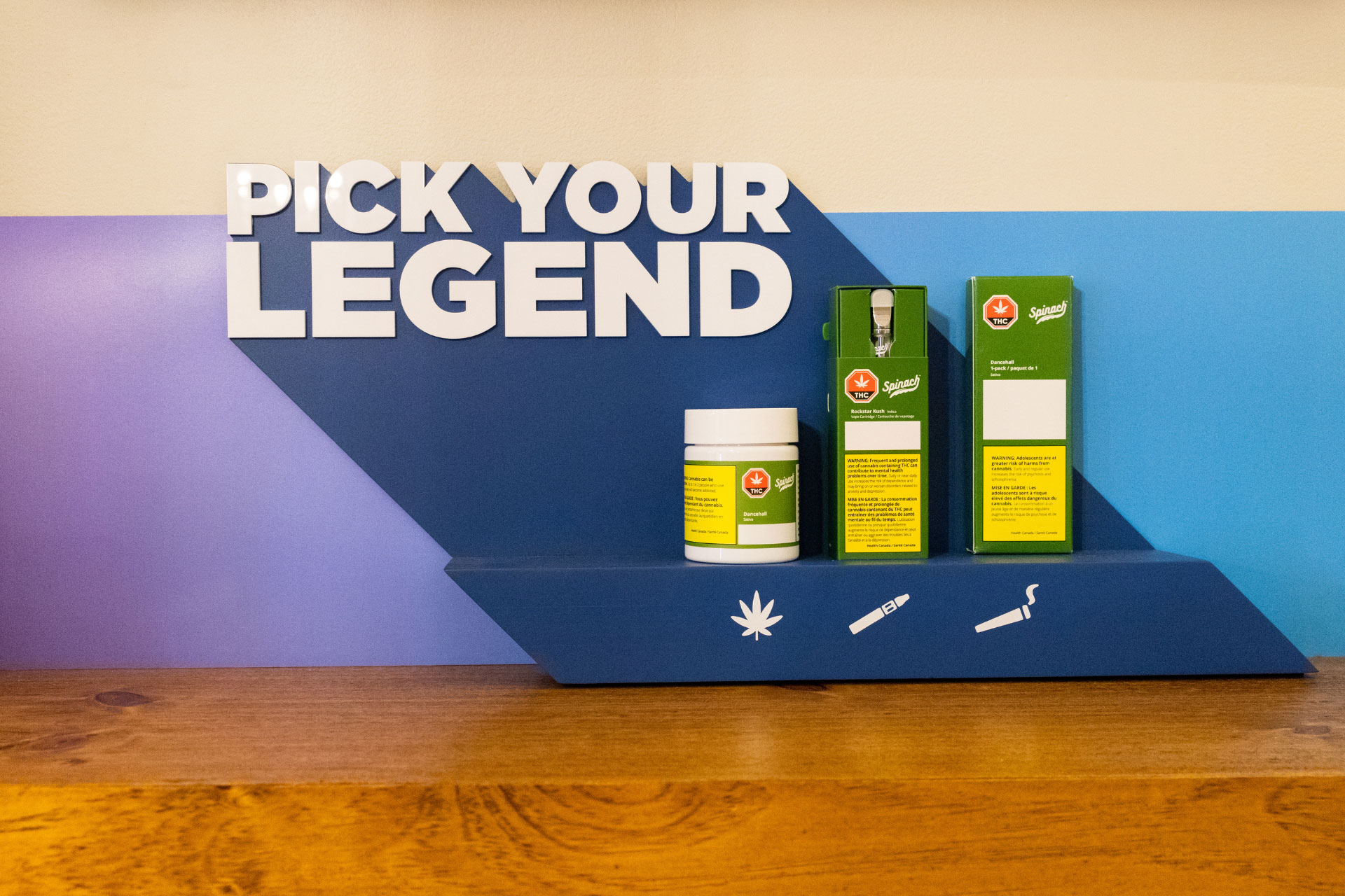 A Spinach product display at True North Cannabis Co.