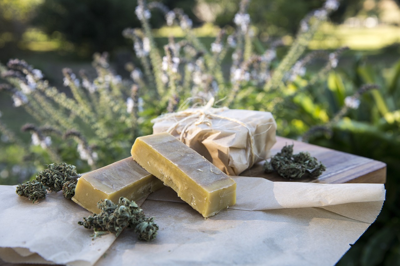 Cannabis flower and cannabis butter for edibles displayed on a table