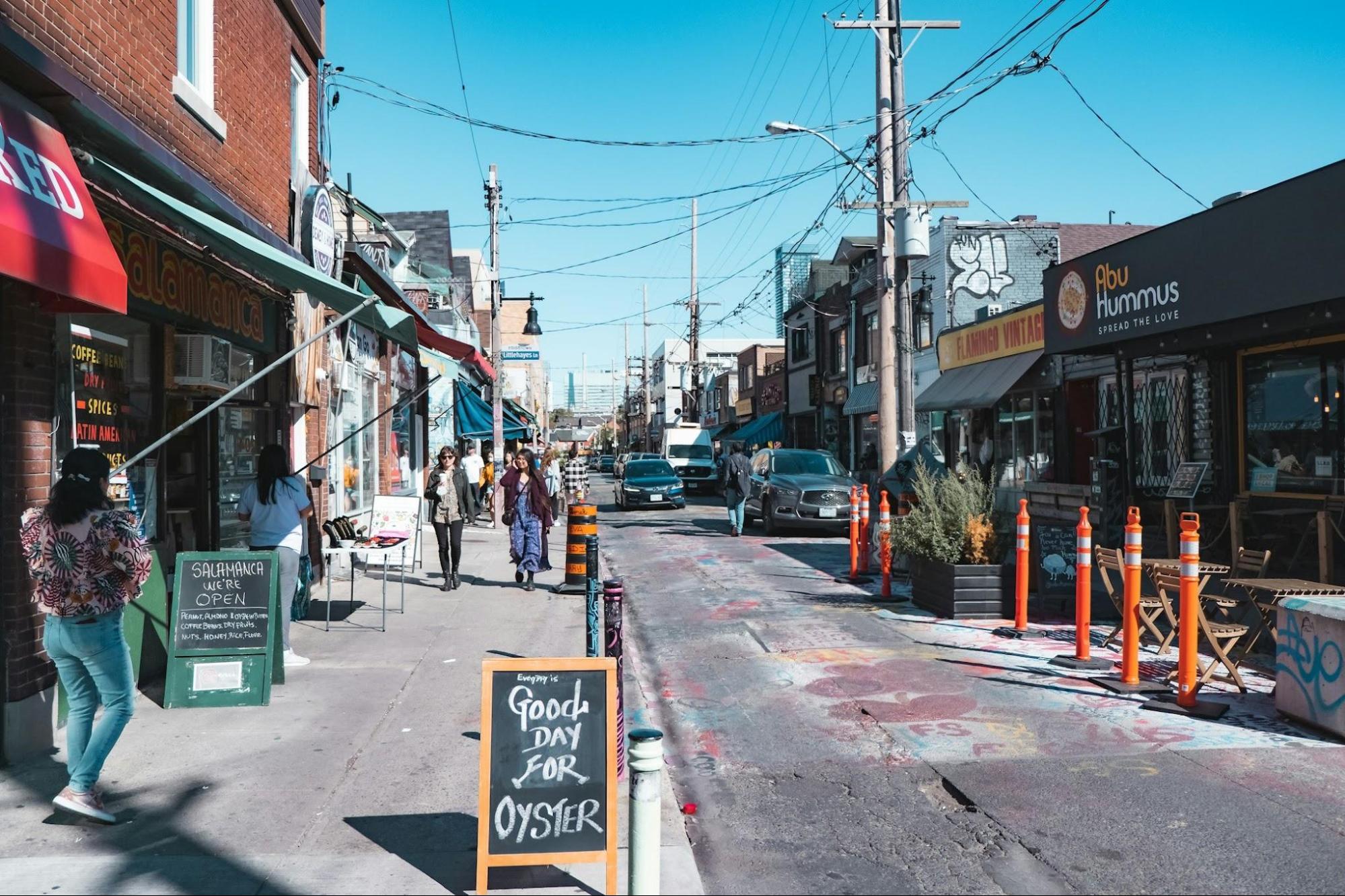 A busy street in Kensington Market, Toronto