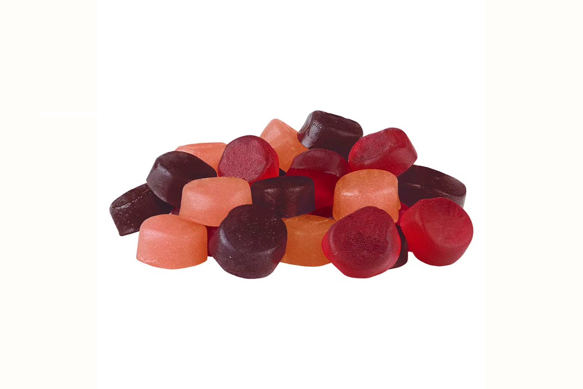 A small pile of red Orchard Medley Sugar-Free CBD Gummies