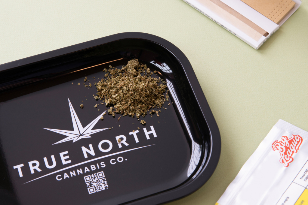cannabis on a rolling tray