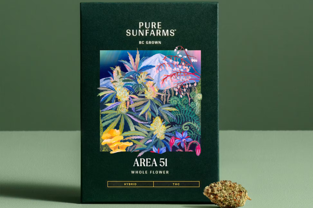 Pure Sunfarms’ Area 51 strain packaging 