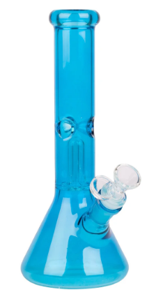 10" Tall Day Glow Beaker Tube w/Dome Perc Bong