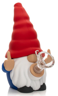 LIT Silicone 6" Tall No Fux Gnome Water Pipe W/Glass Pull-Out