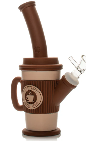 LIT Silicone 8" Tall Coffee Cup Water Pipe W/Glass Bowl