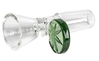 Red Eye Glass 14mm Glass-On-Glass Cone Pull-Out W/Leaf Stamped Handle