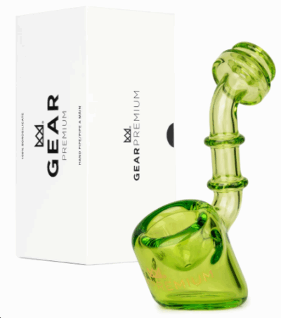 GEAR Premium 4"" Lime Green Odin Upright Sherlock Hand Pipe"