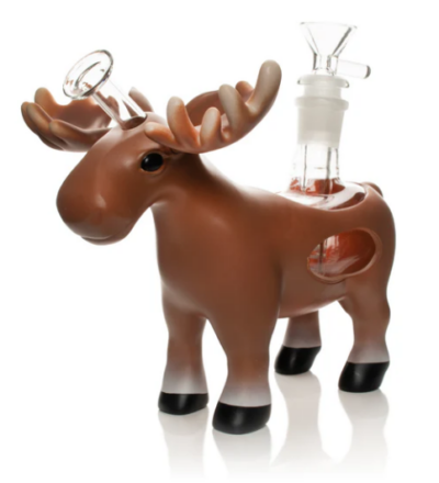 LIT Silicone 7" Tall Moose Pipe with Glass Bowl
