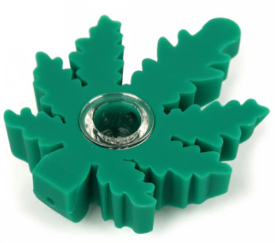LIT Silicone 4" Leaf Hand Pipe with Glass Bowl