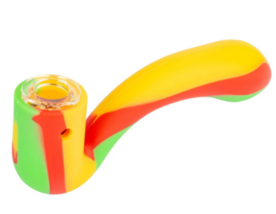 LIT Silicone Sherlock Hand Pipe with Glass Bowl Assorted Colours