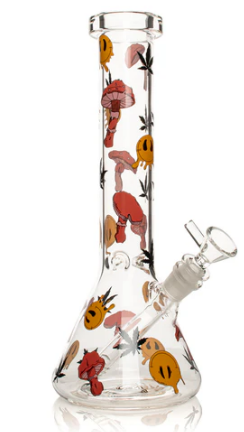 Red Eye Glass 12" Smiley Shrooms Beaker Base Bong