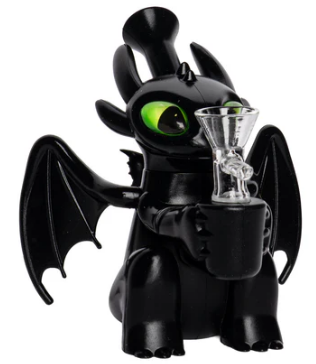 LIT Silicone 5.5" Tall Black Dragon Bong