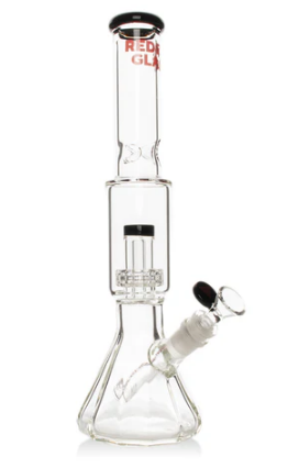 Red Eye Glass 12" Tall Black Dodecagon Beaker Base Bong
