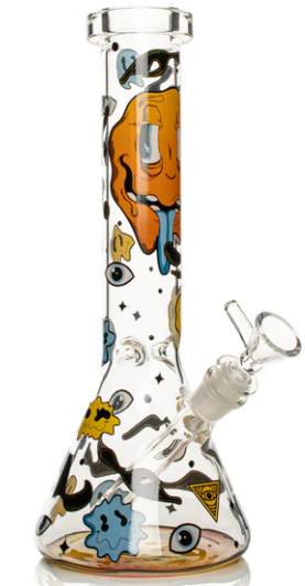 Red Eye Glass 12" Smile Face Beaker Bongs